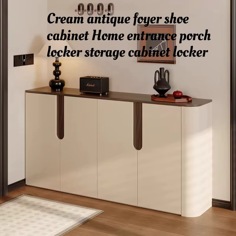 Meuble à chaussures vintage crème pour couloir