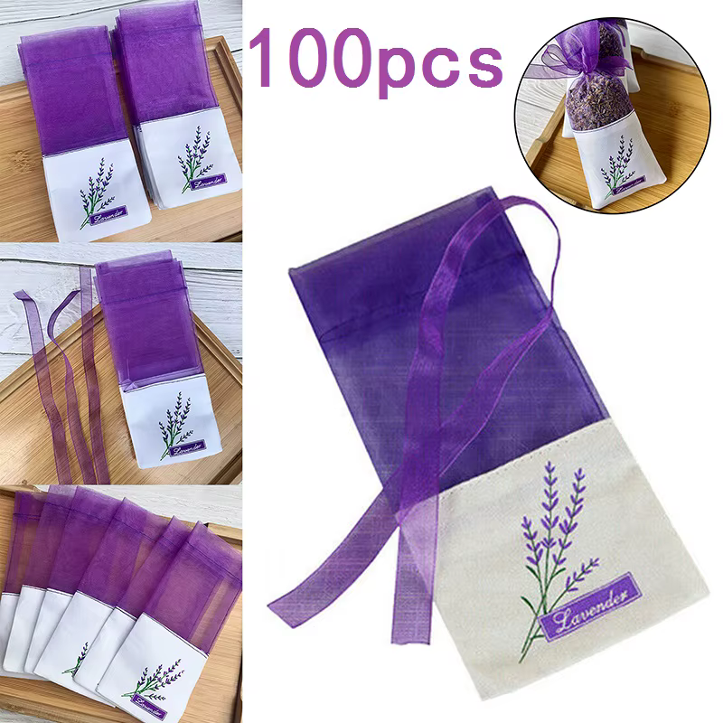 100 pièces Sachets vides sac fleur impression parfum lavande Sachet sac sac à main lavande parfum sac de rangement Souvenir emballage