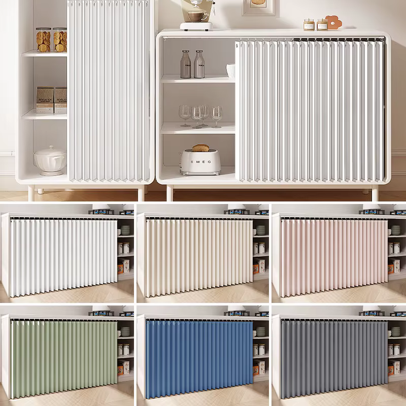 Rideau court de style japonais avec rail coulissant en tissu pour porte de cuisine
