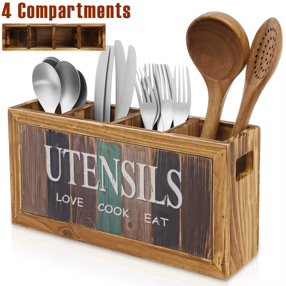 Porte-ustensiles de comptoir à 4 compartiments