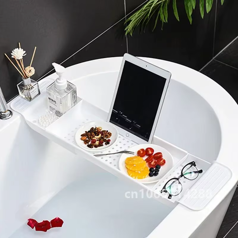 Étagère de baignoire extensible en bambou T1