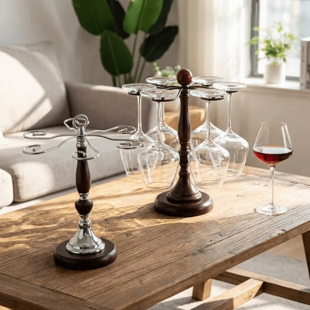 Porte-verres à vin en bois pour 6 bouteilles