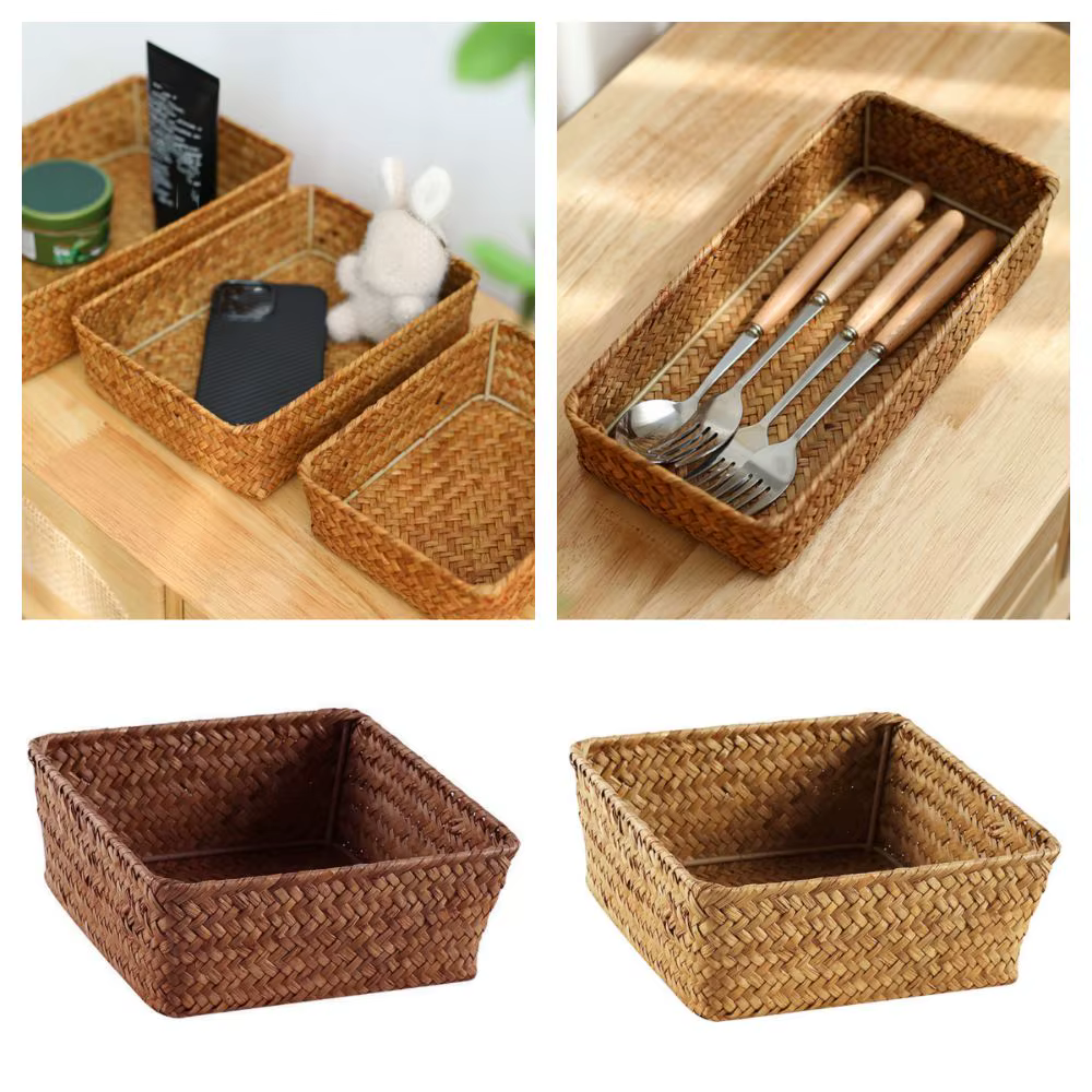 Panier de rangement à motifs tissés