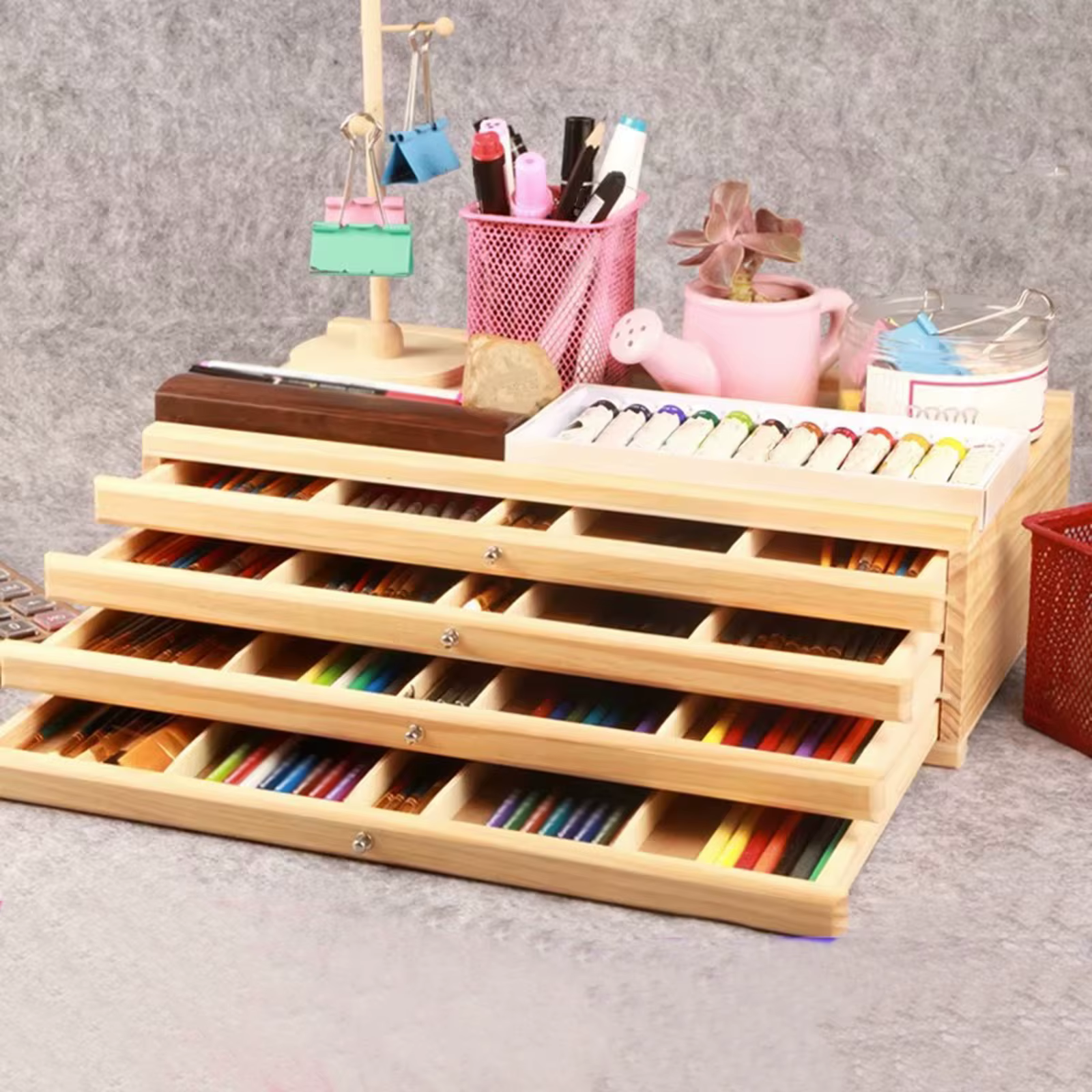 MELArtist Supply-Boîte de rangement pliable en bois polyvalente pour pinceaux