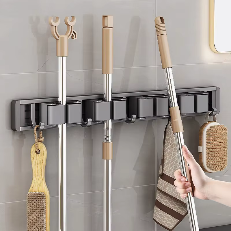 Support mural pour balais en acier inoxydable