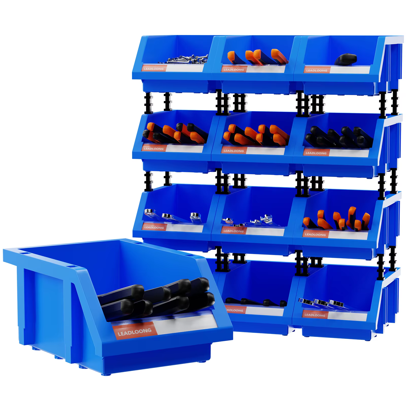 Bacs de rangement empilables en plastique 12 pièces