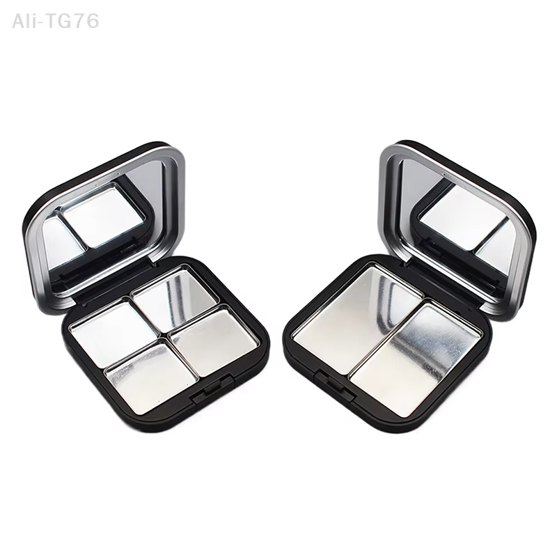 Palette de maquillage magnétique vide carrée noire mate avec miroir