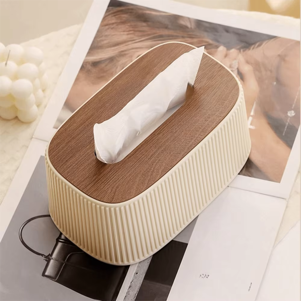 Boîte de rangement carrée à grande ouverture pour mouchoirs avec couvercle