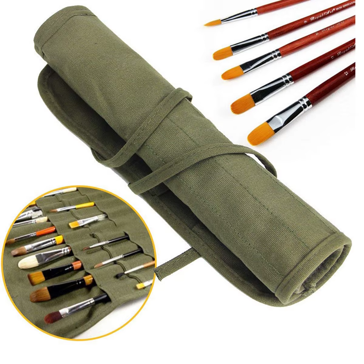 Sac de rangement en toile pour pinceaux de peinture