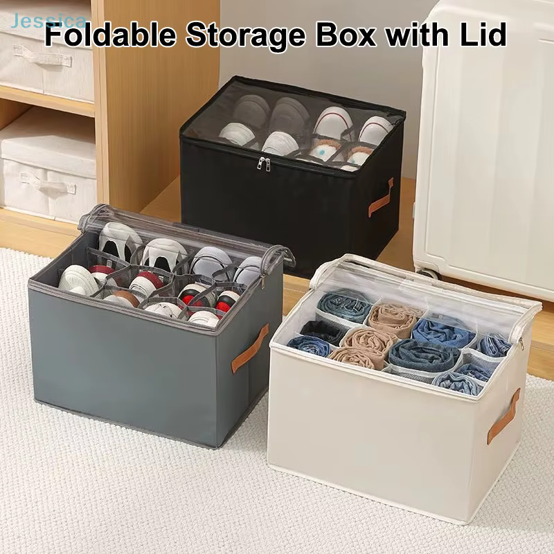 ♥ Boîte de rangement de chaussures pliable en tissu avec compartiments