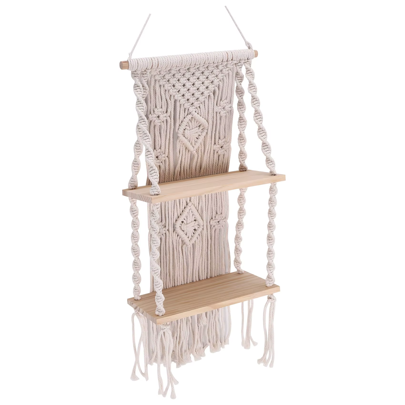 [CLOS] étagère murale suspendue en macramé avec pompon fait à la main