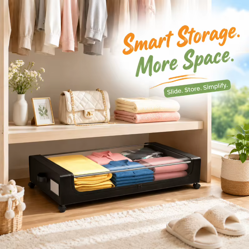 Conteneur de rangement sous le lit avec roulettes