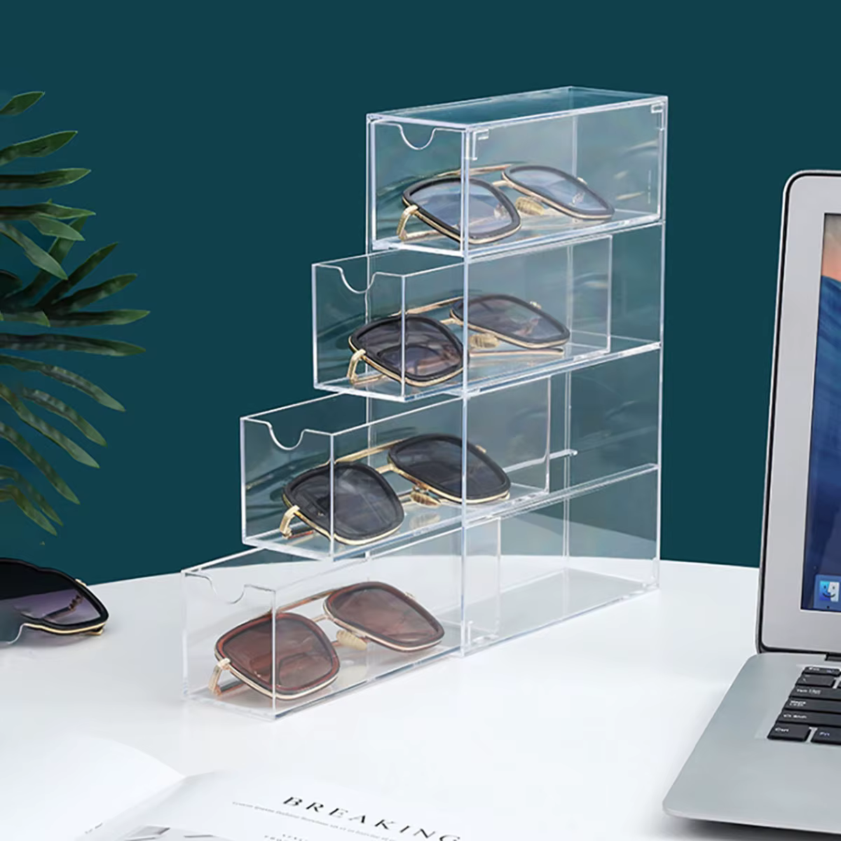 Boîte de rangement à tiroirs en plastique à 4 niveaux