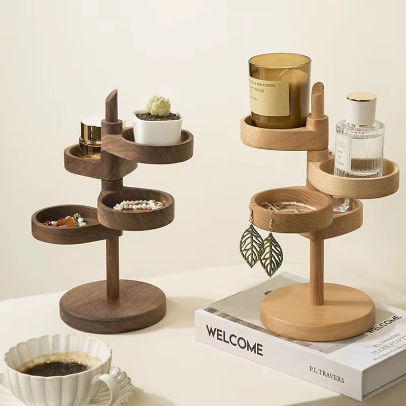 Support de rangement rotatif multicouche en bois