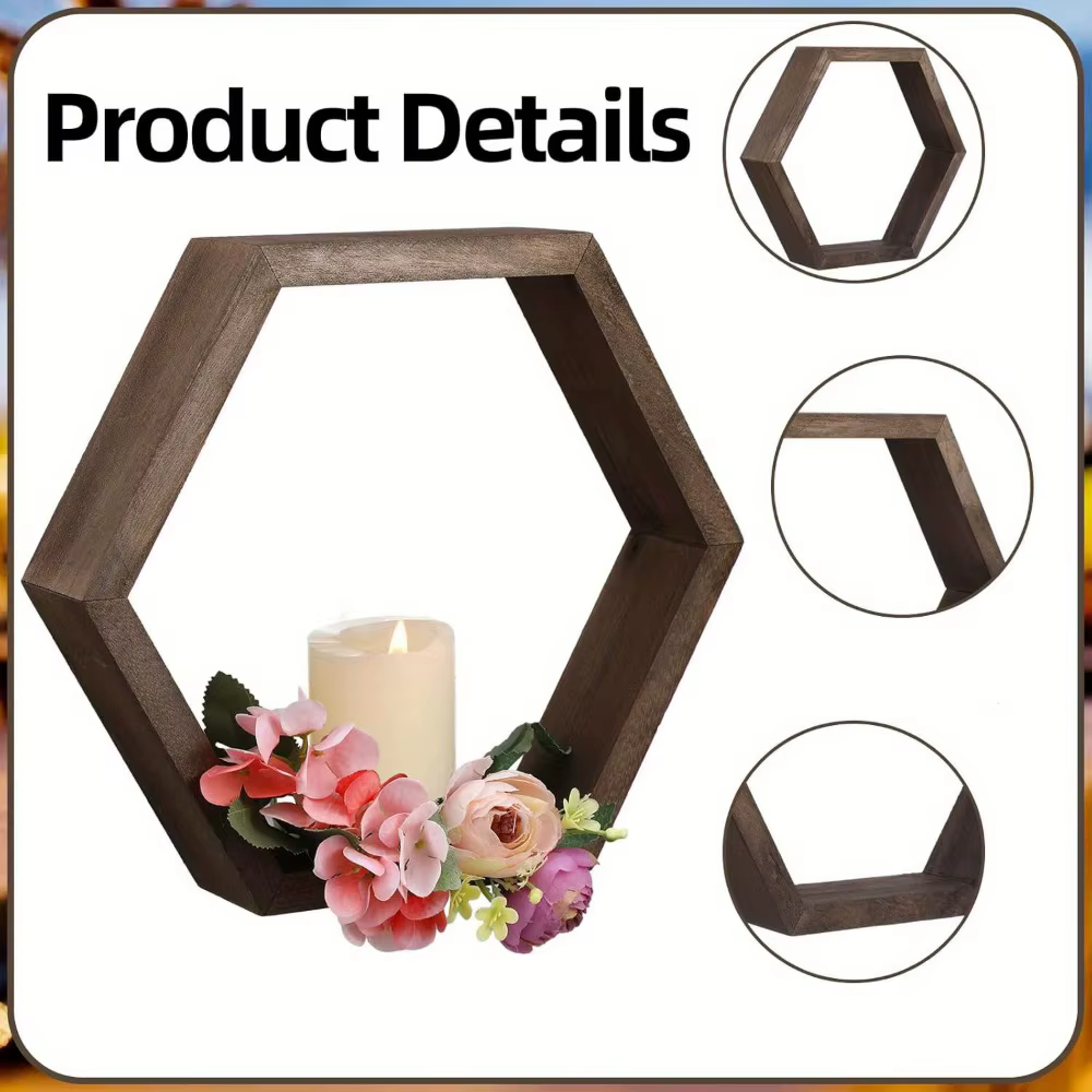 Étagère murale hexagonale flottante