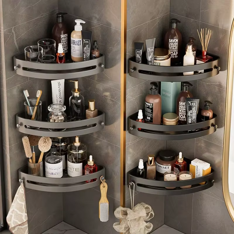 Étagère d'angle de douche à trois niveaux