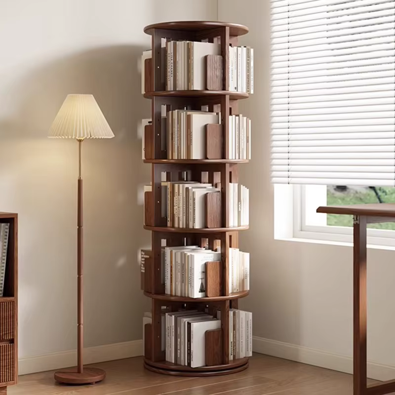 Bibliothèque rotative en bois multifonction