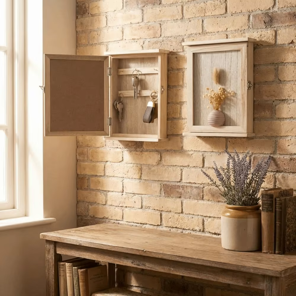 Boîte de rangement murale créative en bois pour clés