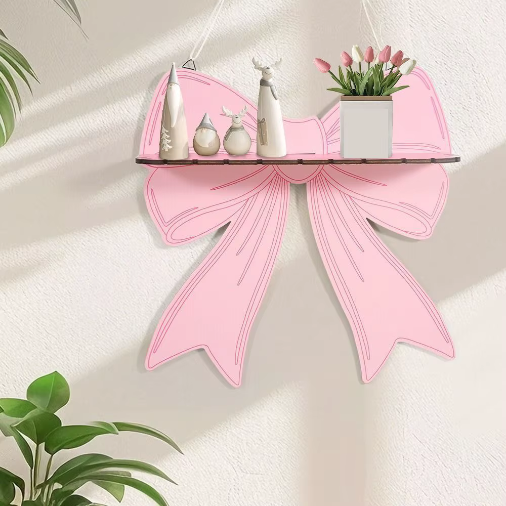 Étagère murale en bois avec nœud rose