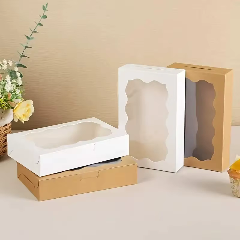Coffret cadeau en papier kraft avec fenêtre transparente