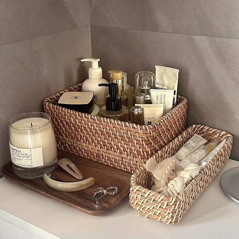 Panier de rangement de cosmétiques tissé