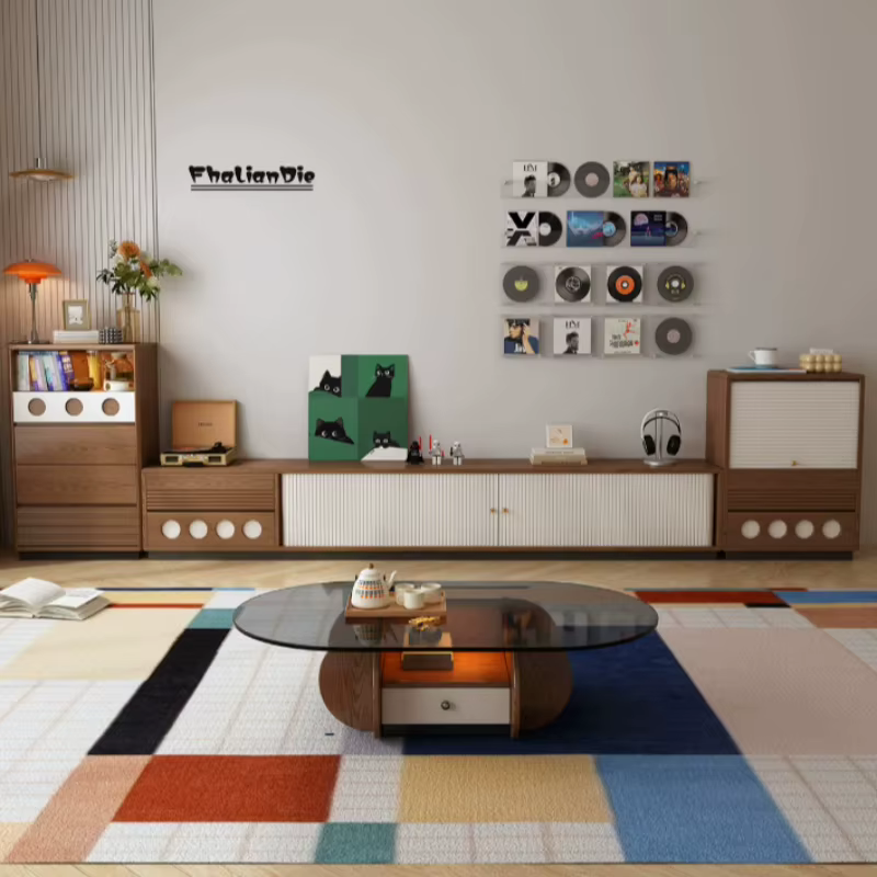 Meuble TV de salon en bois massif vintage