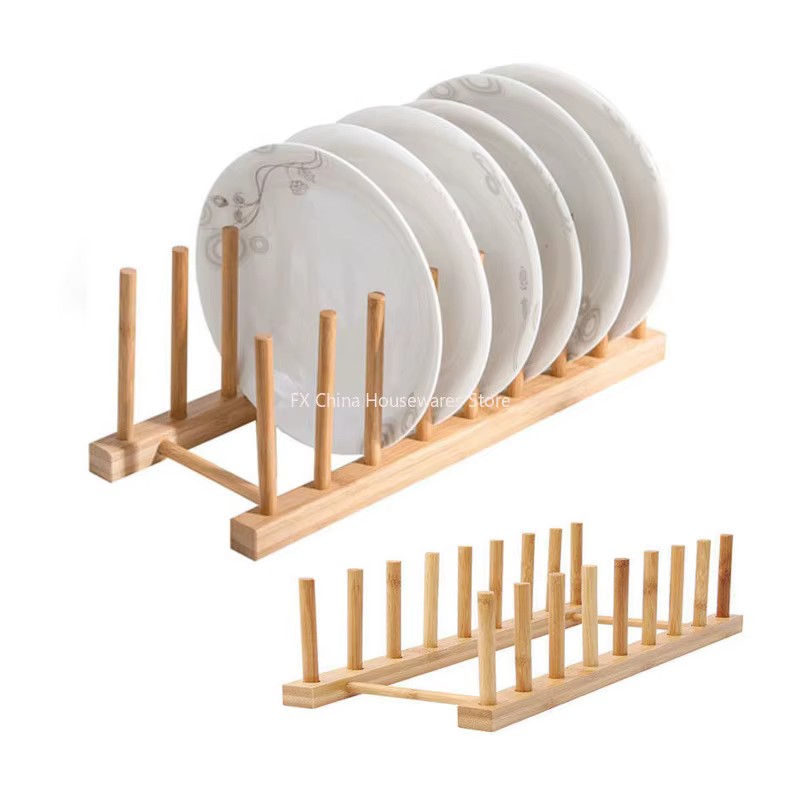 Étagère de rangement multifonctionnelle en bois pour assiettes
