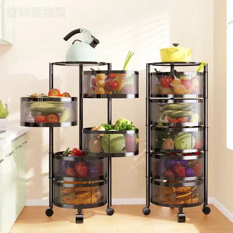 Supports de cuisine étagère à légumes multifonctionnelle Fruits support de rangement rotatif panier sol multicouche