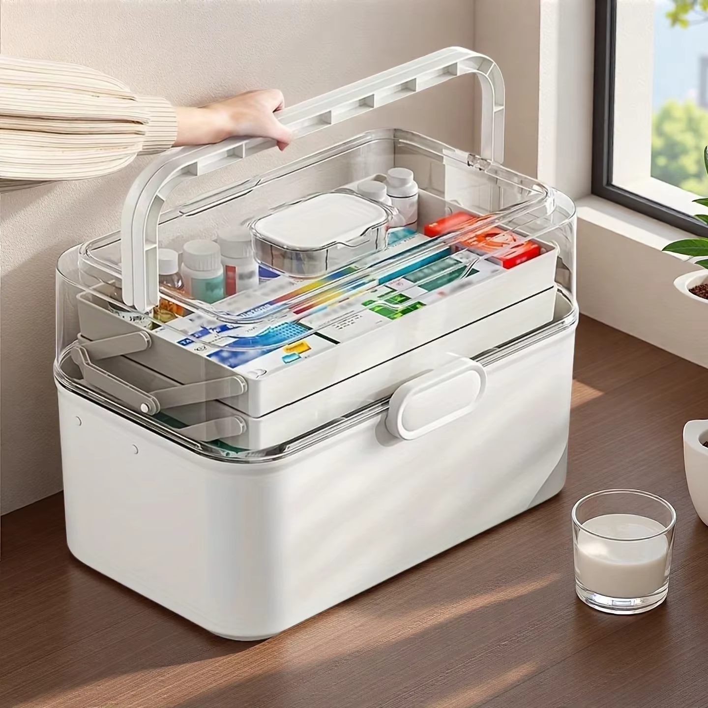 Boîte à médicaments domestique à 3 niveaux