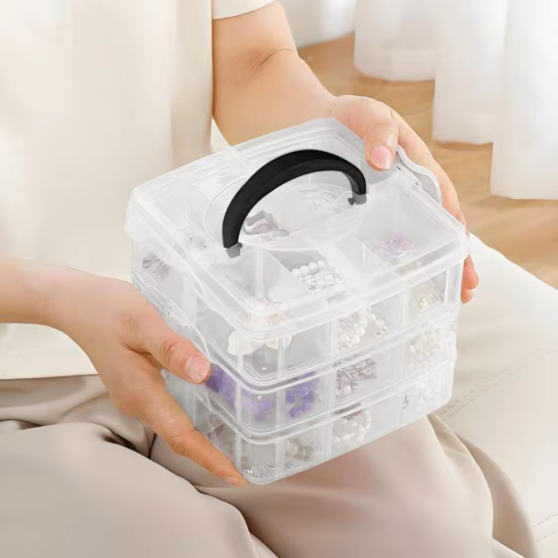 Boîte de rangement en plastique à 3 niveaux