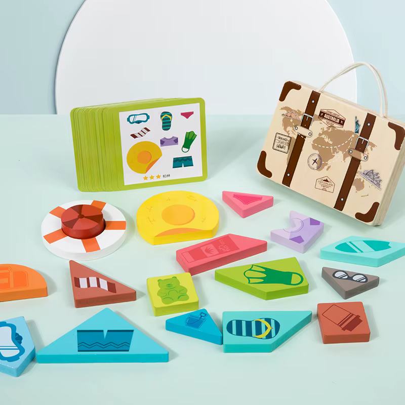 Puzzle de rangement de valise en bois