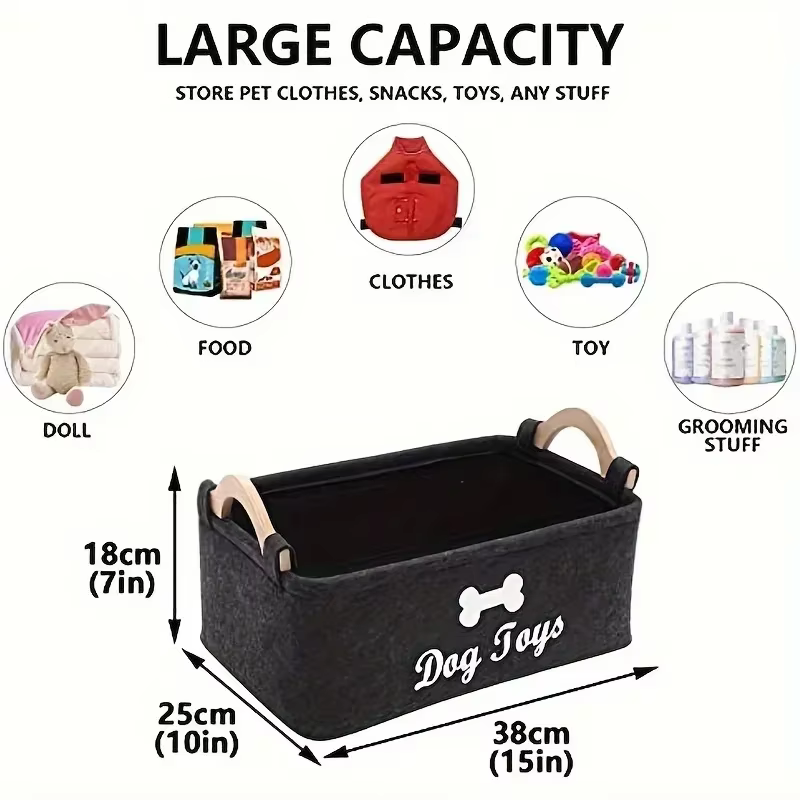 Boîte à jouets en feutre pour animaux de compagnie