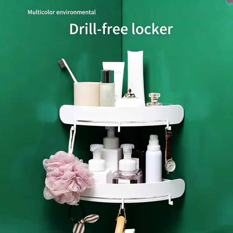 Étagère d'angle murale en plastique pour salle de bain