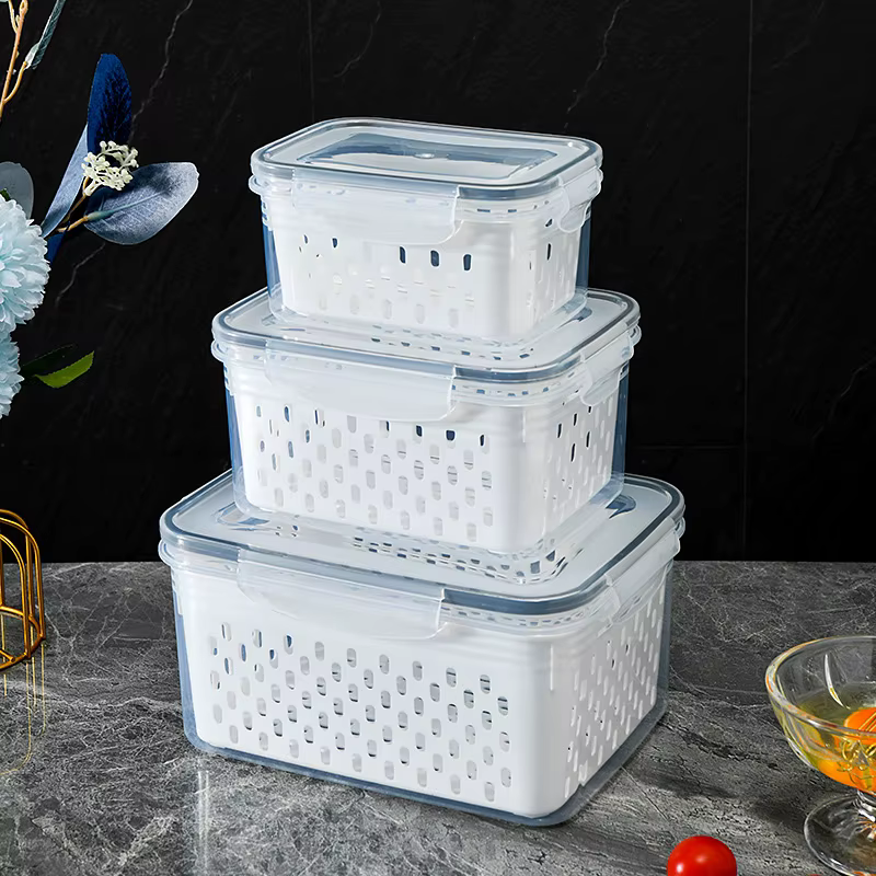 Ensemble de récipients de stockage des aliments pour réfrigérateur Transparent
