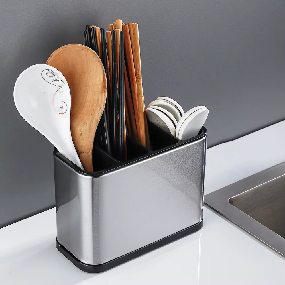 Support de rangement de couverts de cuisine en acier inoxydable