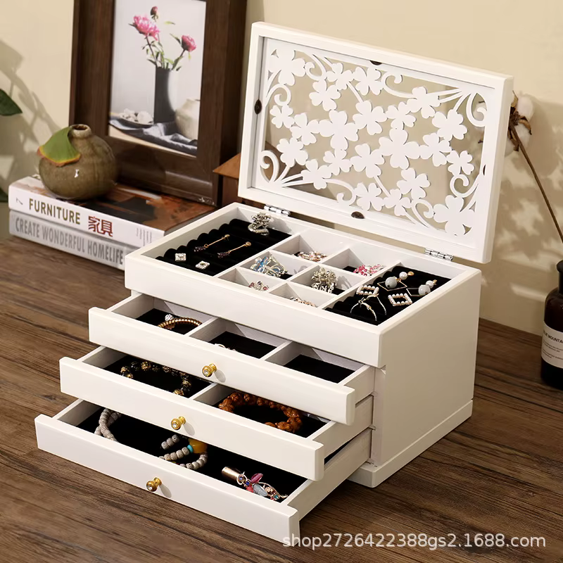 Boîte de Rangement en Bois pour Bijoux