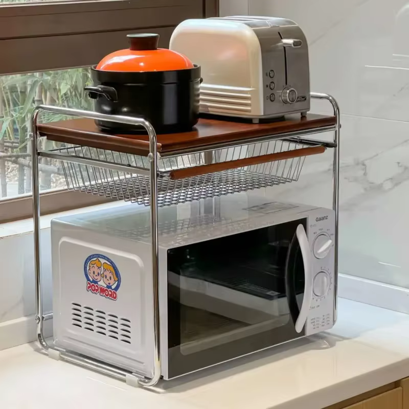 Support de rangement pour four à micro-ondes avec tiroirs