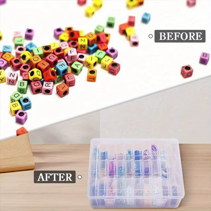 Coffret de rangement transparent compact à 30 grilles : idéal pour les bijoux, les perles et l'organisateur artisanal de boutons.