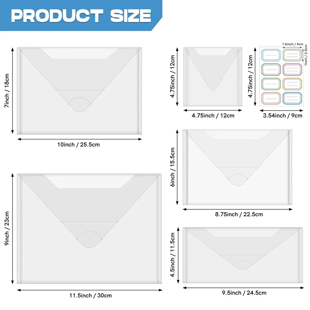Enveloppes de rangement en plastique avec étiquettes autocollantes colorées pour stocker organiser les timbres de matrices de découpe