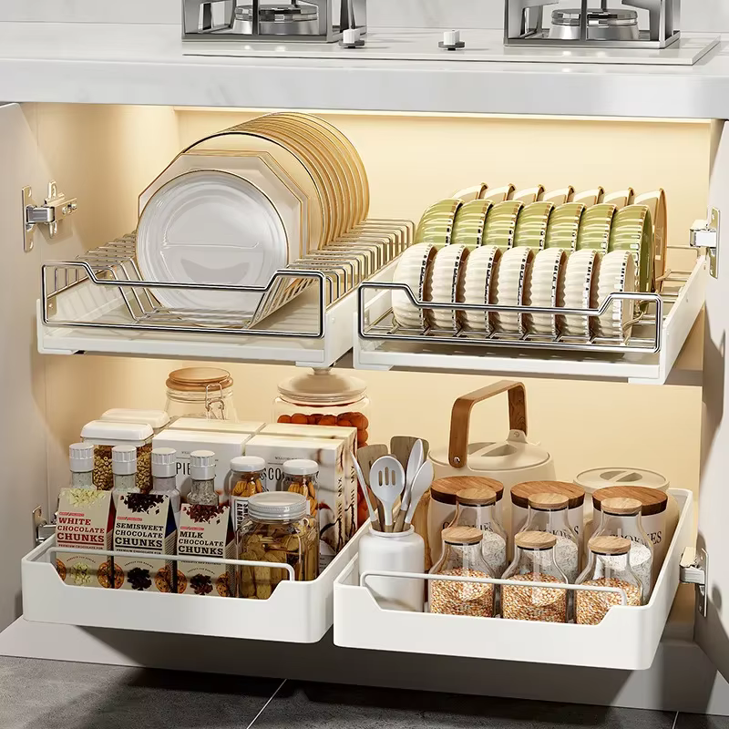Étagère de rangement de cuisine avec Rails coulissants