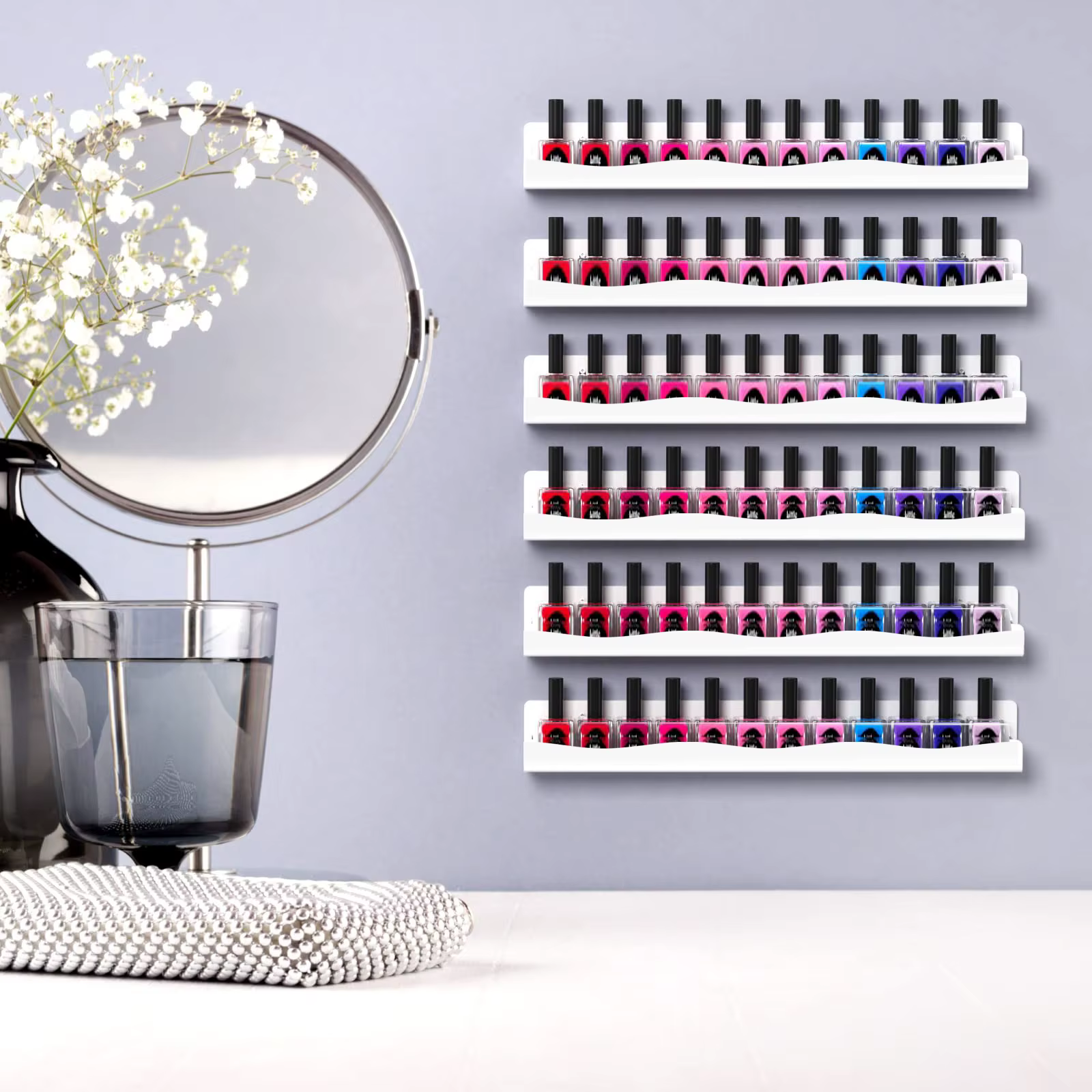 Support mural pour vernis à ongles : 4 étagères Organisateur