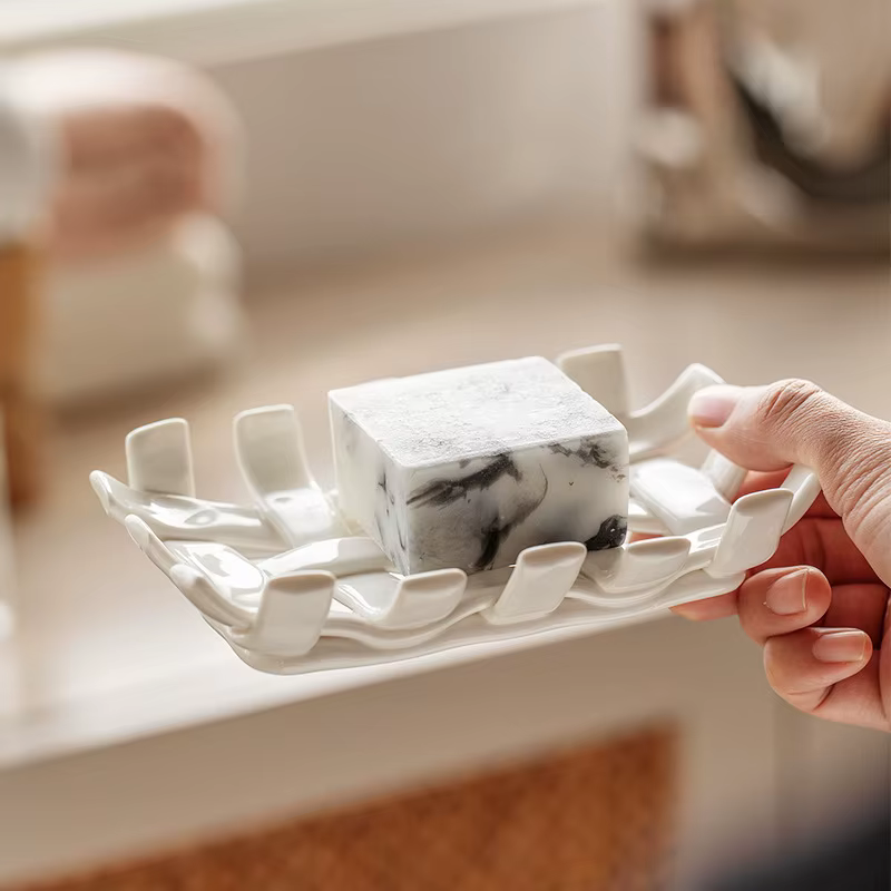 Porte-savon tissé en céramique