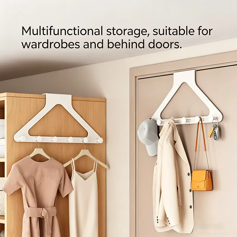 Porte-manteau d'angle triangulaire à suspendre sur la porte pour armoire