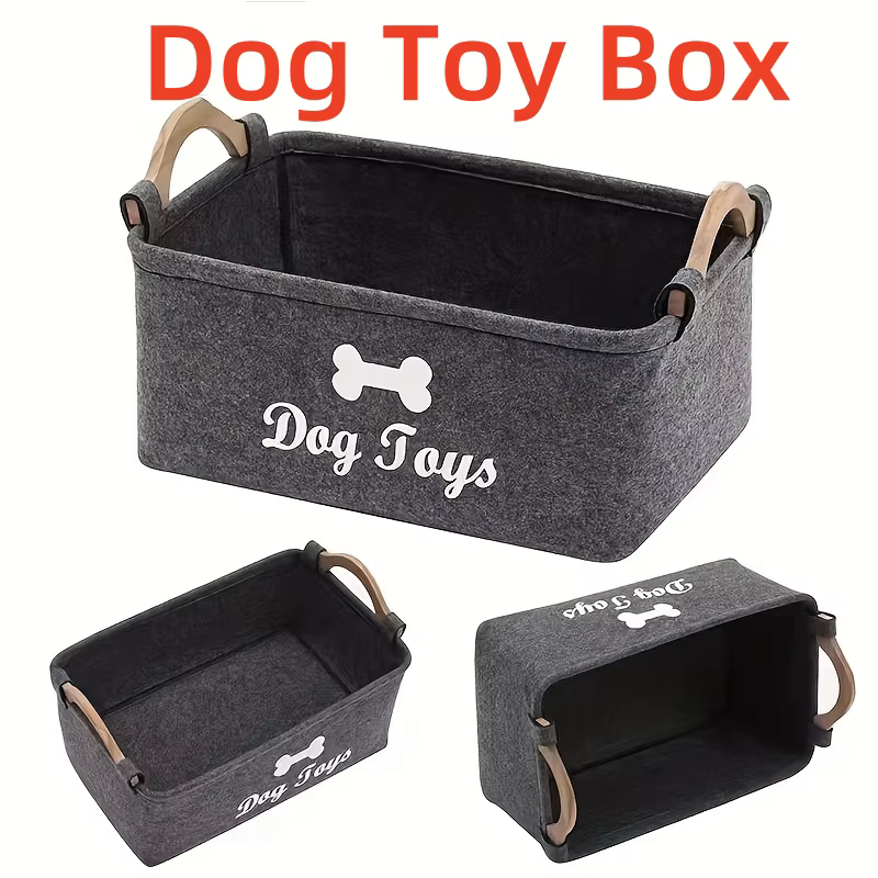 Boîte de rangement en feutre pour jouets pour chiens de compagnie