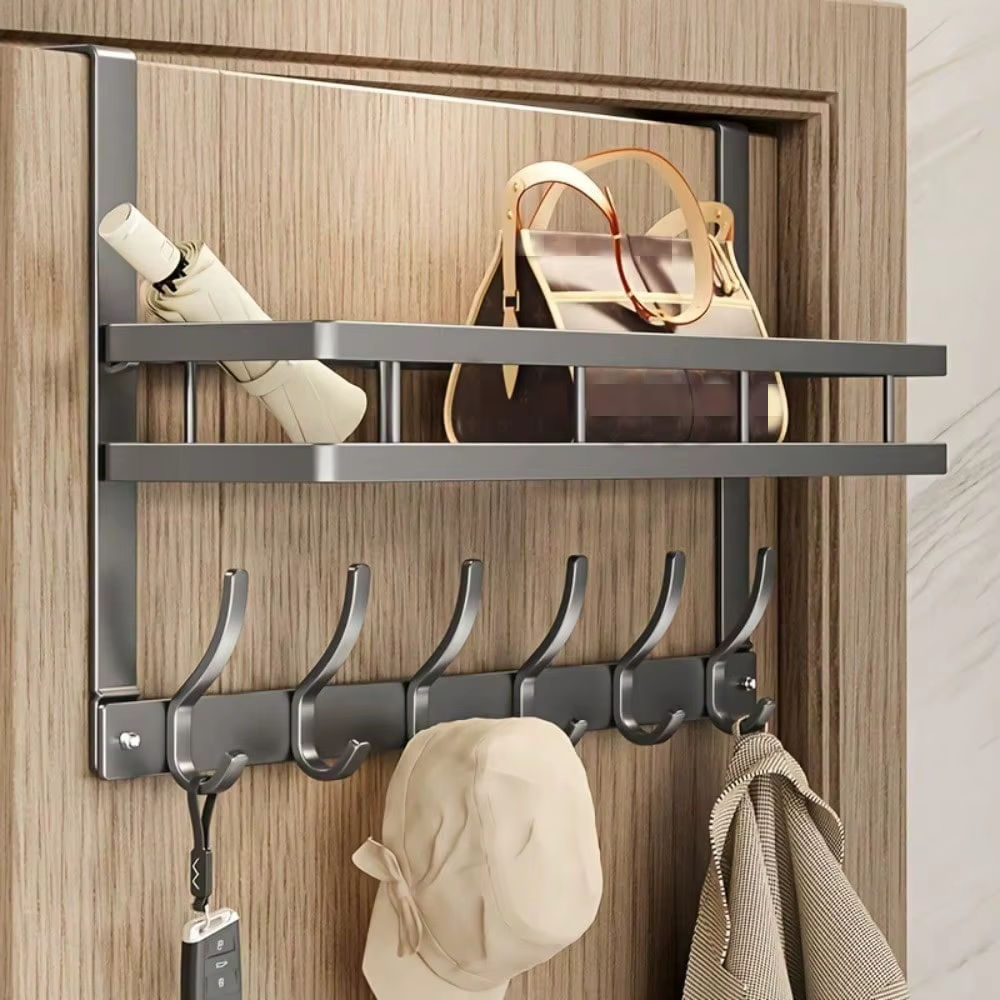 Support de rangement au-dessus de la porte facile à installer – Crochets métalliques multifonctionnels pour