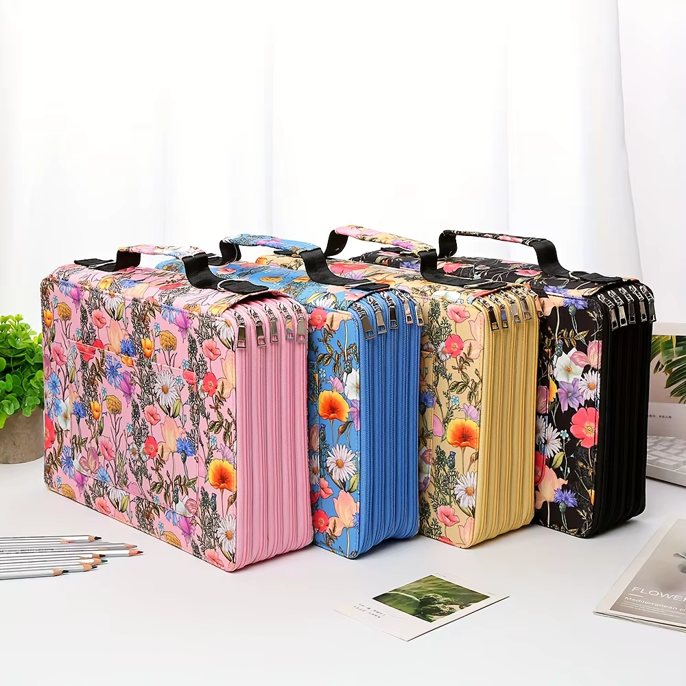 Boîte de rangement pour crayons colorés à 5 couches et 480 fentes avec fermeture à glissière