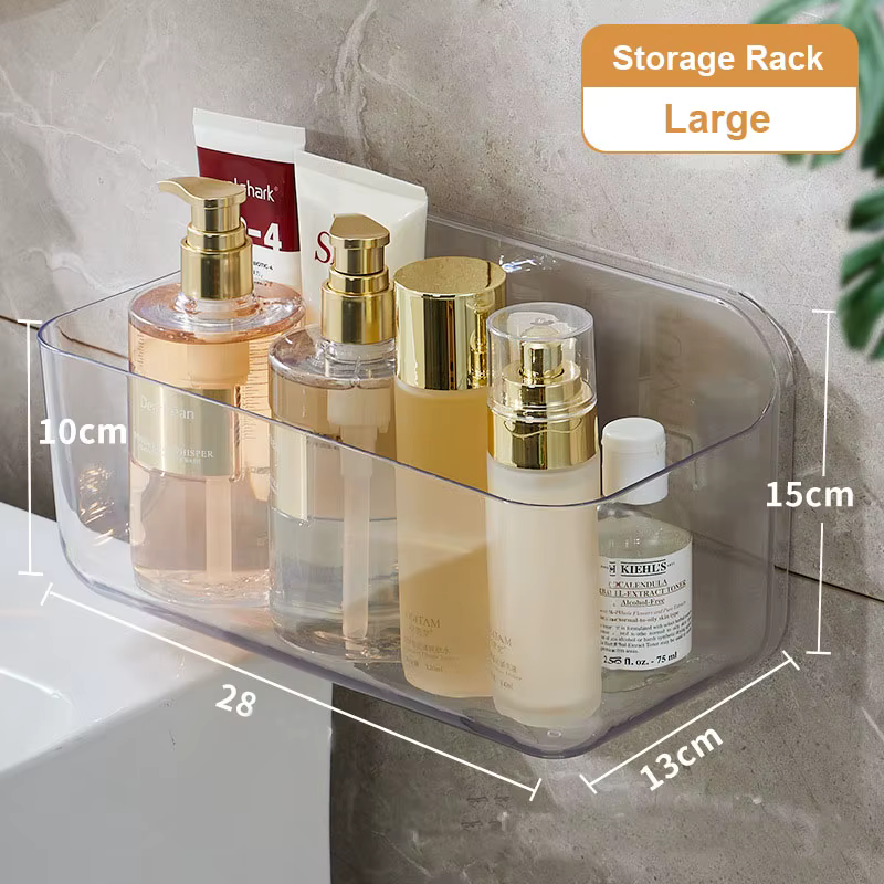 Grande étagère de salle de bain transparente