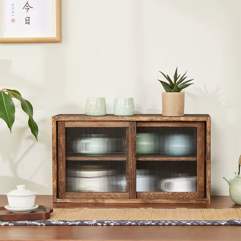 Boîte de rangement de bureau en bois massif