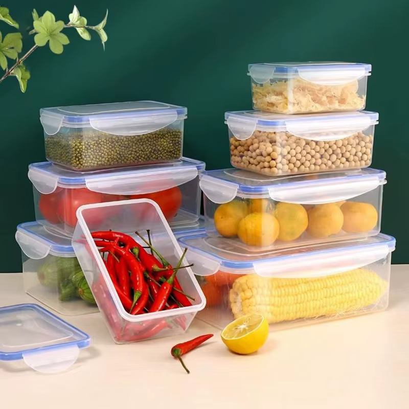 Boîte de rangement des aliments au réfrigérateur avec couvercle en plastique