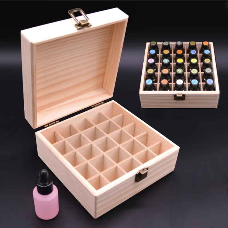 Boîte de rangement en bois pour huiles essentielles